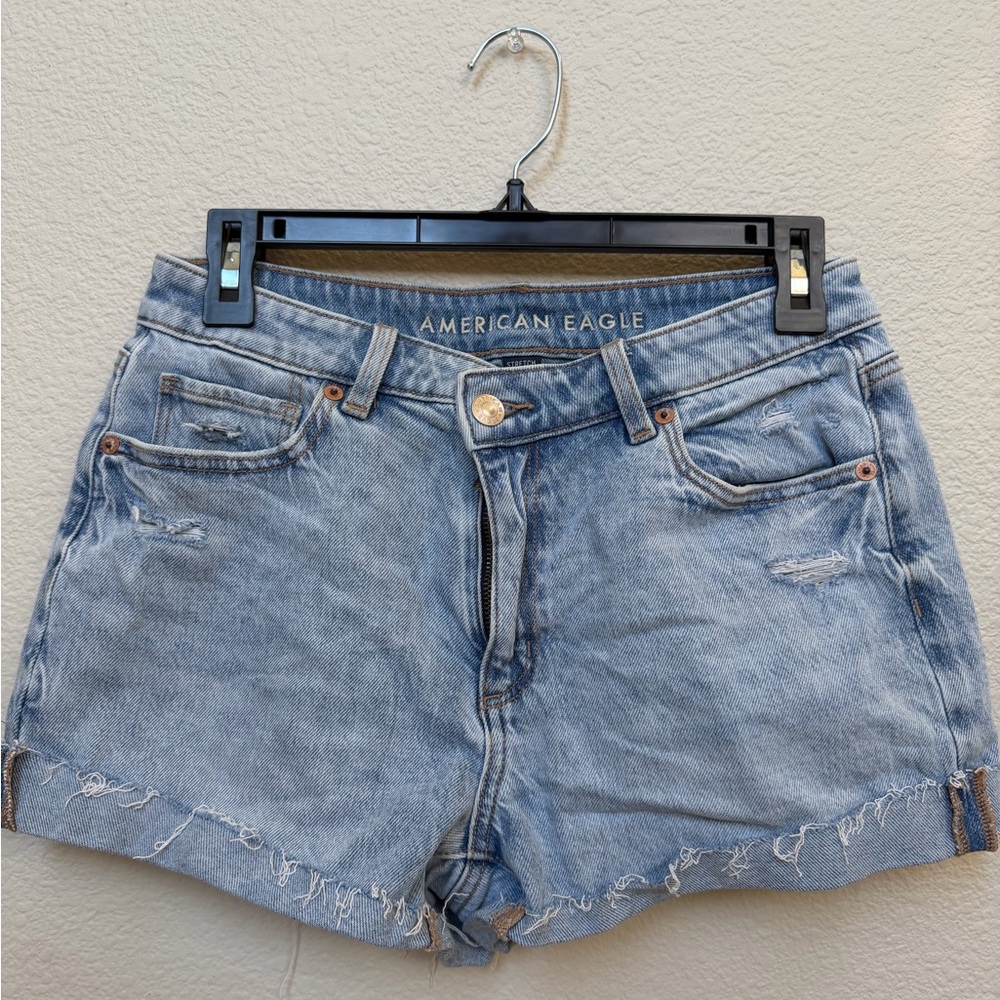 American Eagle Outfitters Light Blue Distressed Jean Shorts